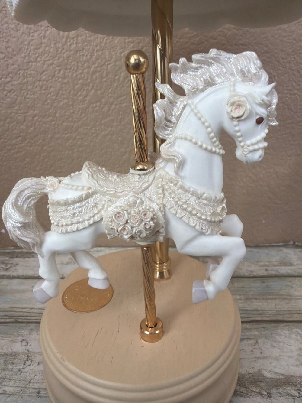 1994 San Francisco Music Box Chantilly Carousel Horse Plays Beauty & Beast NEW - Picture 10 of 16